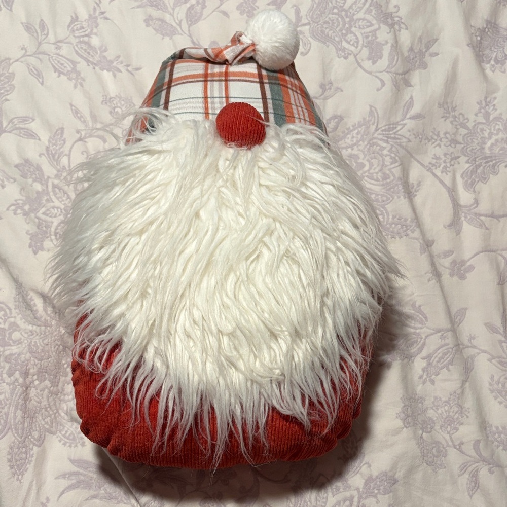 Festive Red and White Gnome Accent Pillow